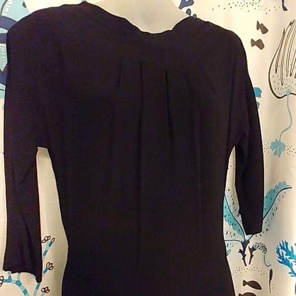 Vintage 50s 60s R&K Originals Black Crepe Dress - Picture 2 of 8